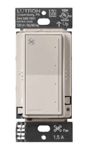 Lutron ST-FSQ-N-TP Sunnata Touch Fan Control, 4-Speed, 1.5A Paddle Fan, AC Motor, Single Pole, Neutral Required, Taupe Finish