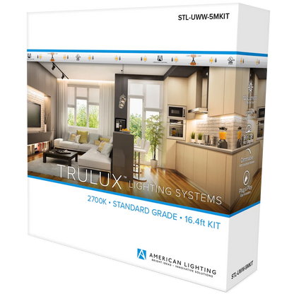 American Lighting STL-UWW-5MKIT Trulux 16.4 Ft Standard Grade 24V Tape Light Kit including  Wire, Connections, Drive - 146 Lumens -  2700K