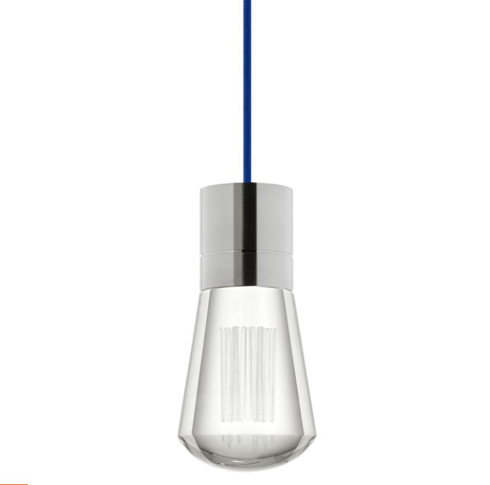 Visual Comfort Architectural 700TDALVPMCUS-LEDWD Modern Sean Lavin Alva 3.6" 1-Light LED Chandelier Ceiling Light - CCT: 3000K-2200K - Cord Color: Blue - Finish: Satin Nickel