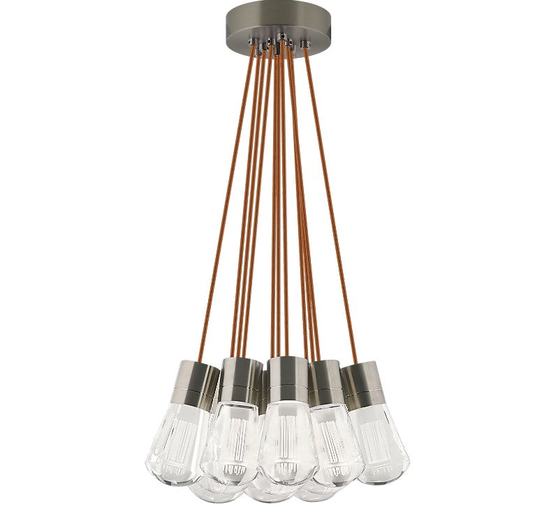 Visual Comfort Architectural 700TDALVPMC11PS-LED930 Modern Sean Lavin Alva 3.6" 11-Light LED Chandelier Ceiling Light - CCT: 3000K - Cord Color:  Copper - Finish: Satin Nickel