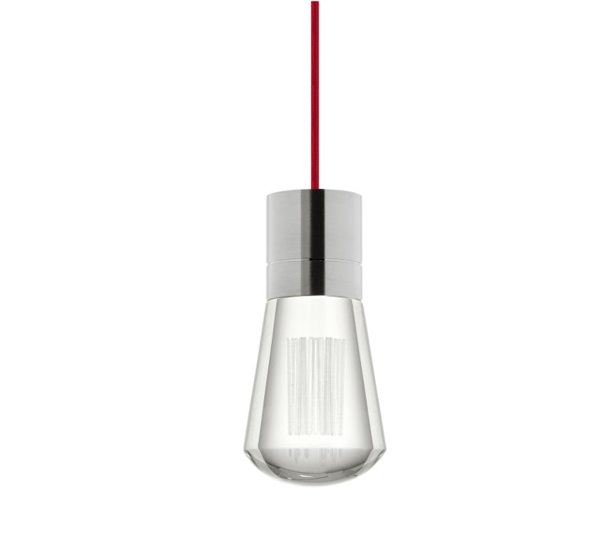 Visual Comfort Architectural 700TDALVPMCRS-LEDWD Modern Sean Lavin Alva 3.6" 1-Light LED Chandelier Ceiling Light - CCT: 3000K-2200K - Cord Color: Red - Finish: Satin Nickel