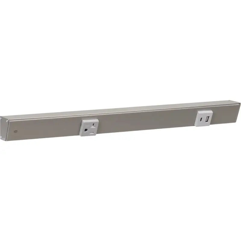 Task Lighting APTUR18-2GSN 18" Slim Angled Power Strip - Left Wire Entry - 1 Grey Receptacle - Right Side USB-A/C - 120V - Finish: Satin Nickel