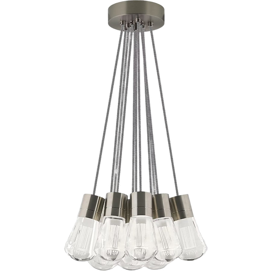 Visual Comfort Architectural 700TDALVPMC11IS-LED930 Modern Sean Lavin Alva 3.6" 11-Light LED Chandelier Ceiling Light - CCT: 3000K - Cord Color:  Black & White - Finish: Satin Nickel