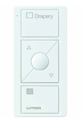 Lutron PJ2-3BRL-GWH-S07 Original 3-Button Pico Smart Remote with Raise/Lower and Preset, Shade Icons and Text ("Drapery"), White