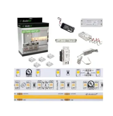 Diode LED DI-KIT-24V-STMLTSXR160-4000 16.4-ft Streamlite Tape Light Kit w/Switchex+R1, Wattage 3.3W, Lumens 323 lm, Voltage 24V, Color Temperature 4000K