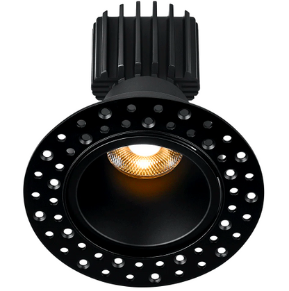 Lotus LED Lights L3F-RDI-BK-RC36-1895 Tangra 3″ Round Adjustable Recessed Downlight – 36° Beam – Dim-to-Warm (3000K→1800K) – Black Trim – Clear Glass Reflector – CRI 95