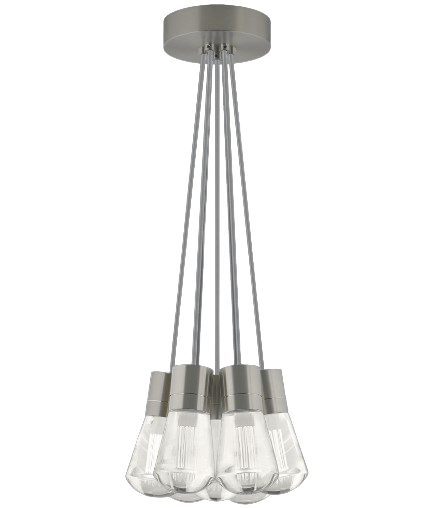 Visual Comfort Architectural 700TDALVPMC7YS-LED930 Alva 7 Light 4" Wide LED Multi Light Pendant with Gray Cord - 3000K, Satin Nickel