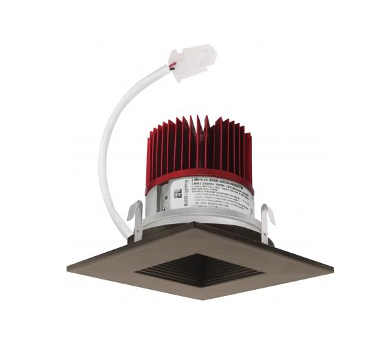 Elco Lighting E415C0830BZ2 Ceiling Light Engine with Square on Square Baffle Trim - 850 Lumens - CCT: 3000K - Beam Angle: 60º - Finish: All Bronze