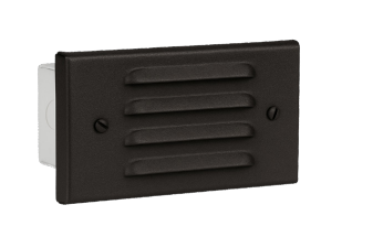 Focus Industries SL02LEDPBAR 4W LED Panel Stamped Brass Standard 4 Louver Step Light - Wattage: 4W - Lumens: 480 lm - Material: Brass - Finish: Acid Rust