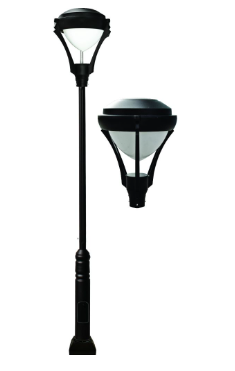 Dabmar Lighting GM5902-L40-50K-B Cast Aluminum 2 Post Top Fixture Pole + Base G24 2X LED, Voltage 120V-277V, Color Temperature 5000k, Black Finish