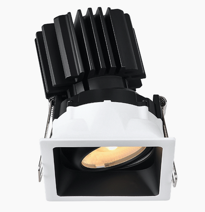 Lotus LED Lights L3G-SRT-WB-RS36-4C90 Tangra 3 Inch Gimbal Square Recessed Thin White-Black Duo Trim Reflector Semi-frosted glass 36° 4CCT+DTW 35K to 27K CRI90