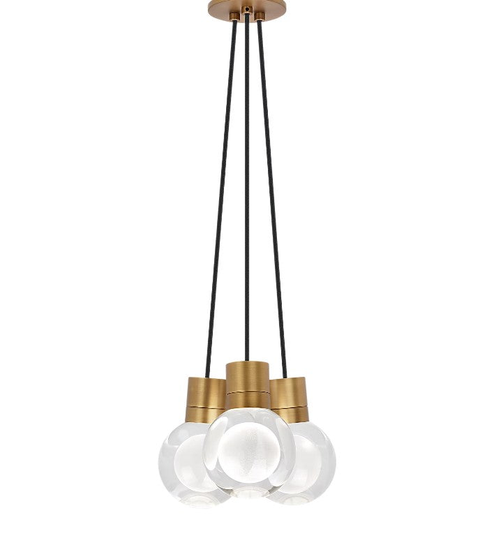 Visual Comfort Architectural 700TDMINAP3CBNB-LED927 Modern 10" Mina 3-lt LED Pendant Ceiling Light - 120V - CCT: 2700K - Cord Color: Black- Finish: Natural Brass
