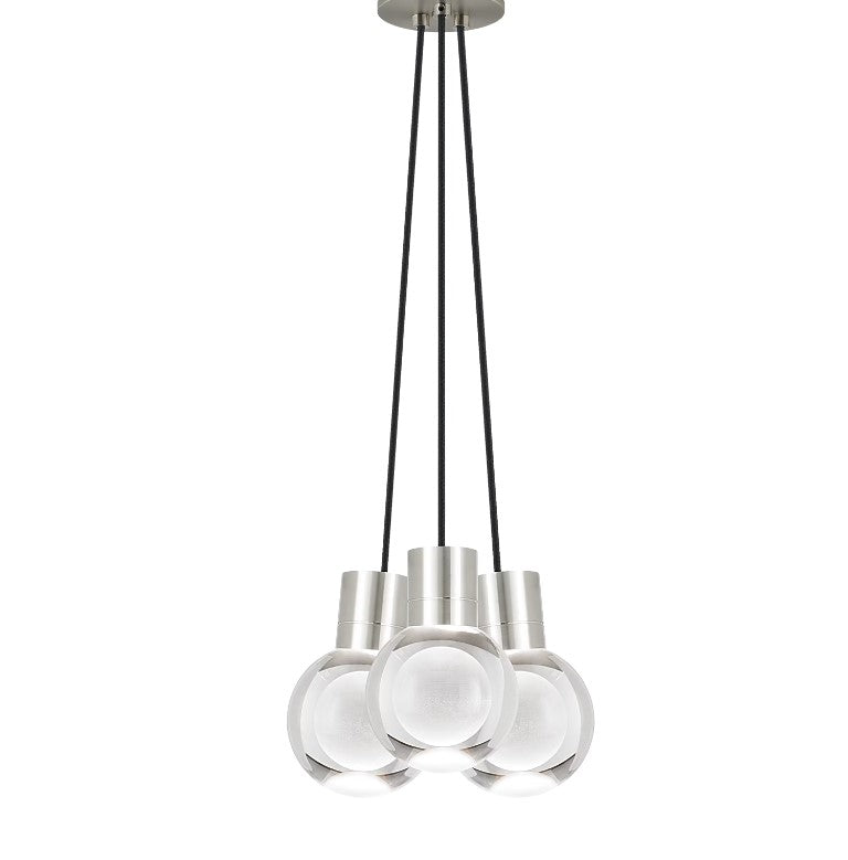 Visual Comfort Architectural 700TDMINAP3CBS-LEDWD Modern 10" Mina 3-lt LED Pendant Ceiling Light - 120V - CCT: 2200K-3000K - Cord Color: Black- Finish: Satin Nickel