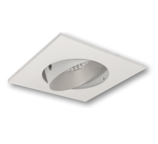 Nora Lighting NPRLV-4SC40XHW 4" Pearl 12V LED Square Adjustable Cone Retrofit, 1200lm, 11W, 4000K, 90+ CRI, Haze Reflector White Flange