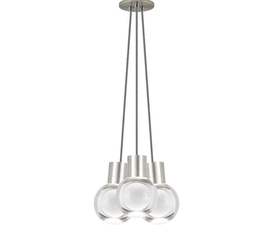 Visual Comfort Architectural 700TDMINAP3CIS-LED930 Modern 10" Mina 3-lt LED Pendant Ceiling Light - 120V - CCT: 3000K - Cord Color: Black & White - Finish: Satin Nickel