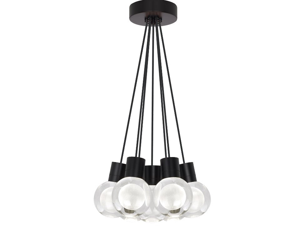 Visual Comfort Architectural 700TDMINAP7CBB-LEDWD Modern 15" Mina 7-lt LED Pendant Ceiling Light - 120V - CCT: 2200K-3000K - Cord Color: Black - Finish: Black
