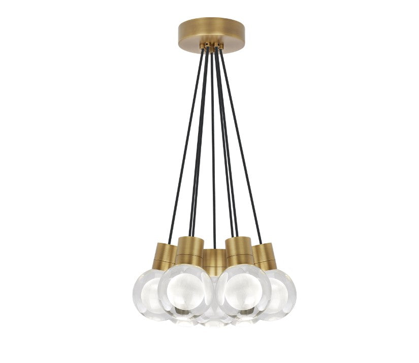 Visual Comfort Architectural 700TDMINAP7CBNB-LED927 Modern 15" Mina 7-lt LED Pendant Ceiling Light - 120V - CCT: 2700K - Cord Color: Black - Finish: Natural Brass