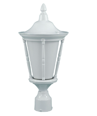 Dabmar Lighting GM112-L6-30K-W Cast Aluminum Post Top Fixture E26 LED, Voltage 120V,Color Temperature 3000K, White Finish