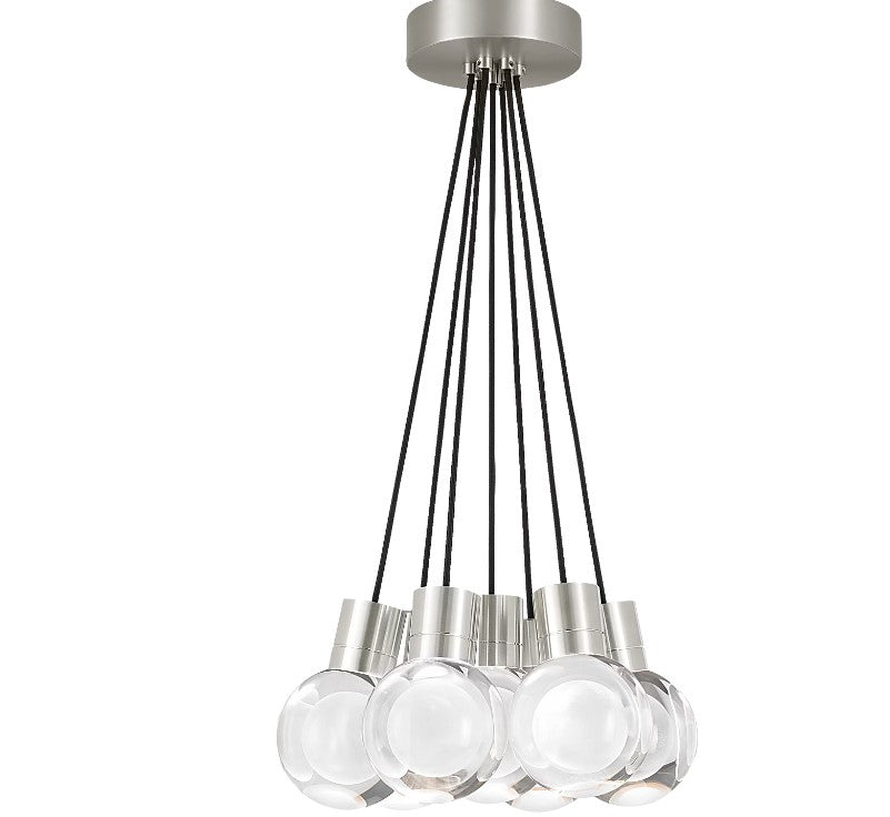 Visual Comfort Architectural 700TDMINAP7CBS-LEDWD Modern 15" Mina 7-lt LED Pendant Ceiling Light - 120V - CCT: 2200K-3000K - Cord Color: Black - Finish: Satin Nickel