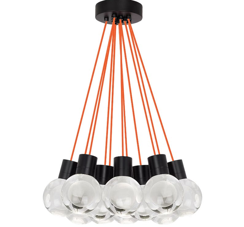 Visual Comfort Architectural 700TDMINAP11COB-LED930 Modern 20" Mina 11-lt LED Pendant Ceiling Light - 120V - CCT: 3000K - Cord Color: Orange- Finish: Black