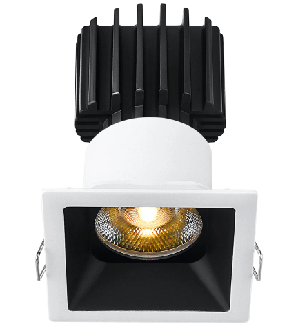 Lotus LED Lights L3F-SRT-WB-RC36-3K98 Tangra 3" Fixed Square Recessed Thin White-Black Duo Trim, Reflector Clear Glass, Beam Angle 36°, Color Temperature 30K, CRI98