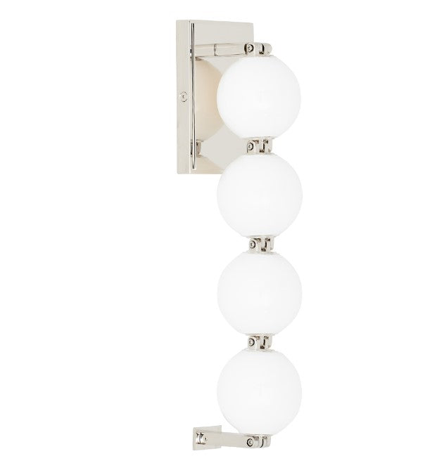 Visual Comfort Architectural SLWS22527N Modern 15" Perle Milk Glass LED Wall Sconce Light - 120V - CCT: 2700K - Finish: Polished Nickel