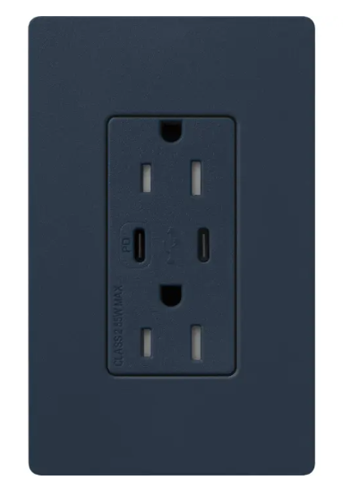 Lutron SCR-15-CCTR-DE Claro 15A Tamper-Resistant USB Type C Duplex Receptacle - Finish: Deep Sea