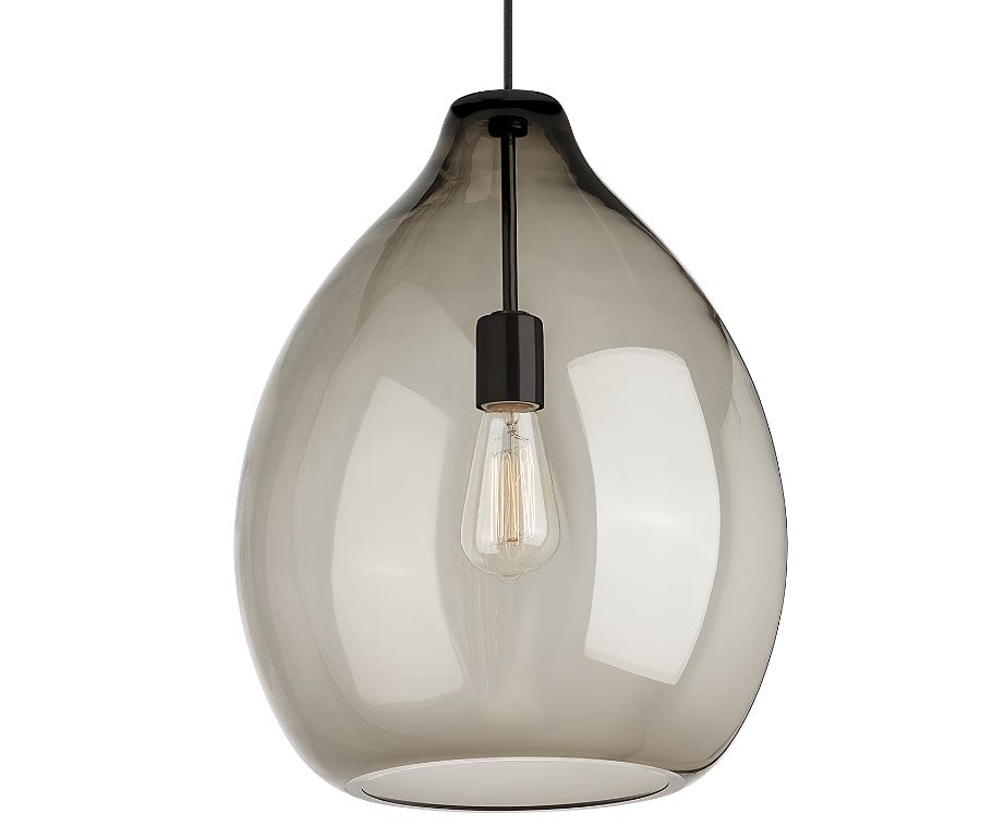Visual Comfort Architectural 700TDQNTPKB Modern Quinton 16" 1-lt Pendant Ceiling Light - 120V - Color: Smoke - Finish: Black