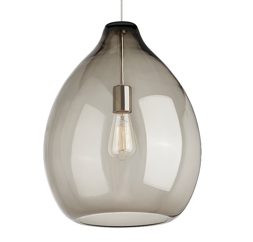 Visual Comfort Architectural 700TDQNTPKS-LED927 Modern Quinton 16" 1-lt LED Pendant Ceiling Light - 120V - CCT: 2700K - Color: Smoke - Finish: Satin Nickle