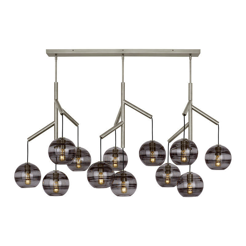 Visual Comfort Architectural 700SDNMPL3KS-LED927 Modern 63" Sedona Single 12-lt LED Chandelier Ceiling Light - 120V - CCT: 2700K - Glass Color: Smoke - Finish: Satin Nickel