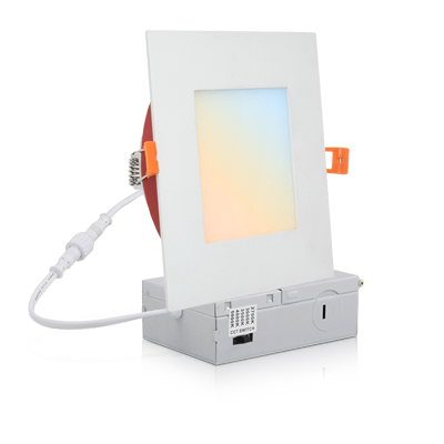 6” 2-Hour Fire Rated Square Canless 5CCT Recessed LED Downlight