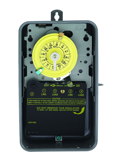 Intermatic T102R 24-Hour Mechanical Time Switch, 208-277 VAC, 60Hz, SPST, Indoor/Outdoor Metal Enclosure, 1 Hour Interval