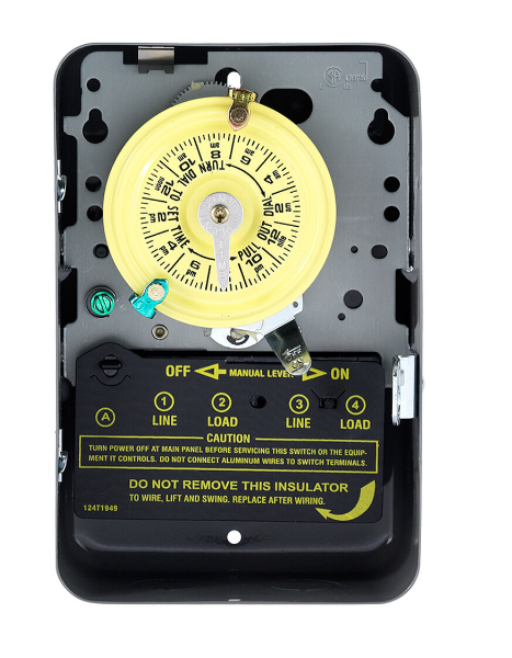 Intermatic T104-50 24-Hour Mechanical Time Switch, 208-277 VAC, 60Hz, DPST, Indoor Metal Enclosure, 1 Hour Interval