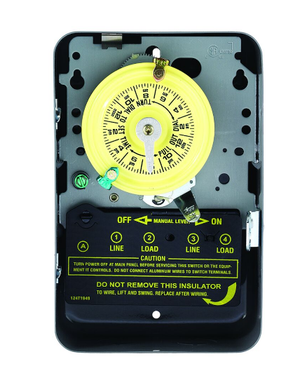 Intermatic T104 24-Hour Mechanical Time Switch, 208-277 VAC, 60Hz, DPST, Indoor Metal Enclosure, 1 Hour Interval