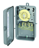 Intermatic T104R 24-Hour Mechanical Time Switch, 208-277 VAC, 60Hz, DPST, Indoor/Outdoor Metal Enclosure, 1 Hour Interval