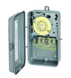 Intermatic T106R 24-Hour Mechanical Time Switch, 208-277 VAC, 60Hz, 1 NO/1 NC, SPDT, Indoor/Outdoor Metal Enclosure, 1 Hour Interval