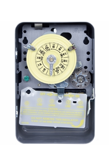Intermatic T174 T170 Mechanical Timer Switch, 24 hr Setting, 208 to 277 VAC, 5 hp, 2NO/DPST Contact, 2 Poles