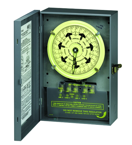 Intermatic T7801BC 7-Day Mechanical Time Switch, 120 VAC, 60Hz, 2 NO/2 NC, Indoor Metal Enclosure, 3.5 Hour Interval