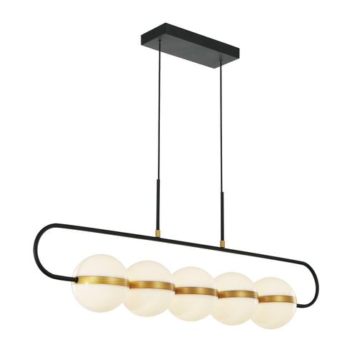 Alora Lighting LP302005MBBG-UNV-010 Tagliato 5 Head Linear Pendant Ceiling Light - CCT: 3000K - Finish: Matte Black/Brushed Gold