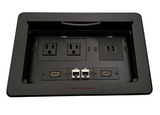 Lew Electric TBUS-10-B1 Multimedia Table Box, 2 Power, 2 Charging USB, 2 HDMI, 2 Cat6 - Black