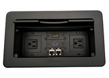 Lew Electric TBUS-10-B2 Cable Well Table Box W/ 2 AC, 2 USB Charge, 1 HDMI, 1 USB, 2 Cat6, Black