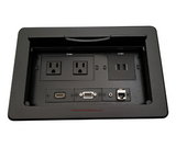 Lew Electric TBUS-10-B3 Cable Well Table Box W/ 2 AC, 2 USB Charge, 1 HDMI, 1 VGA, 1 Audio, 1 Cat6, Black