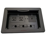 Lew Electric TBUS-10-B4 Cable Well Multimedia Table Box W/ 2 Power, 2 Charging USB, 1 HDMI, 3 Grommet Holes, Black