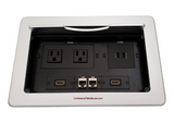 Lew Electric TBUS-10-S1 Multimedia Table Box, 3 Power, 2 Charging USB, 2 HDMI, 2 Cat6 - Silver