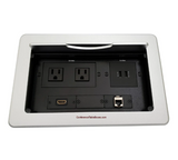 Lew Electric TBUS-10-S7 Cable Well Conference Table Box W/ 2 Power, 2 Charging USB,1 HDMI & Cat6, Silver