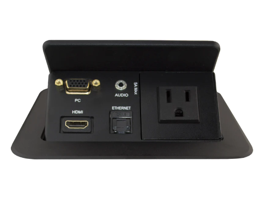 Lew Electric TBUS-201B Pop Up Table Audio Video Box W/ 1 Power, 1 RJ45, 1 HDMI, 1 VGA, Black