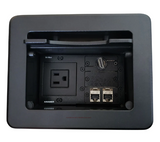 Lew Electric TBUS-5-B7 Cable Well Table Box W/ 1 Power, 1 Retracting HDMI, 2 Cat6, Black