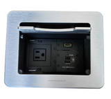 Lew Electric TBUS-5-S3 Cable Well Table Box W/ 1 Power, 1 HDMI & 2 Charging USB, Silver