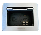 Lew Electric TBUS-5-S6 Cable Well Table Box W/ 1 Power, 1 HDMI, 1 DisplayPort, 2 Cat6, Silver