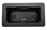 Lew Electric TBUS-6-B1 Cable Well Connectivity Table Box W/ 2 Power, 1 HDMI & 2 Data Ports, Black